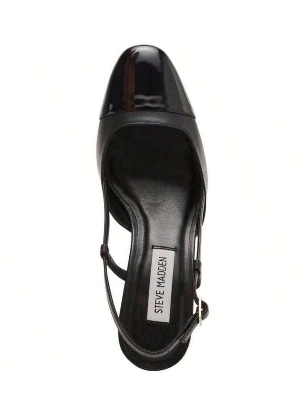 Steve Madden Black Patent Cap-Toe Slingback Pump